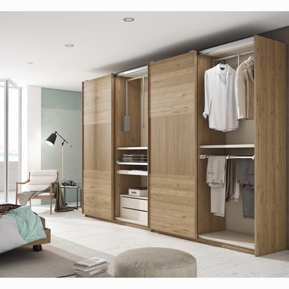 Armario EX-CB05 de Puertas Correderas en Madera Natural