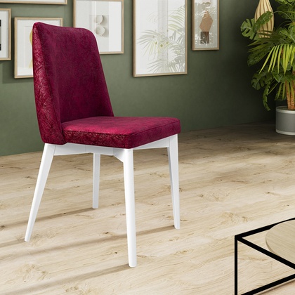 Silla para Hoteles MGA-ZN – Tapizado Rojo y Patas Blancas 