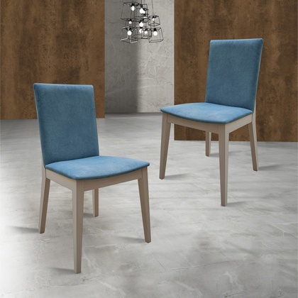 Silla Hotel SKL-ZN Tapizado Azul y Estructura de Madera