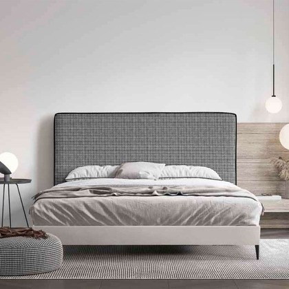 Cabecero SAN-LP: Elegancia Retro en Blanco y Negro